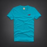 Hollister - Camiseta Azul Claro Gola V (G)