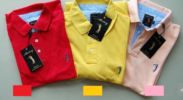 Aleatory - Camisa Polo Lisa Vermelha/Amarela/Rosa (M/G)
